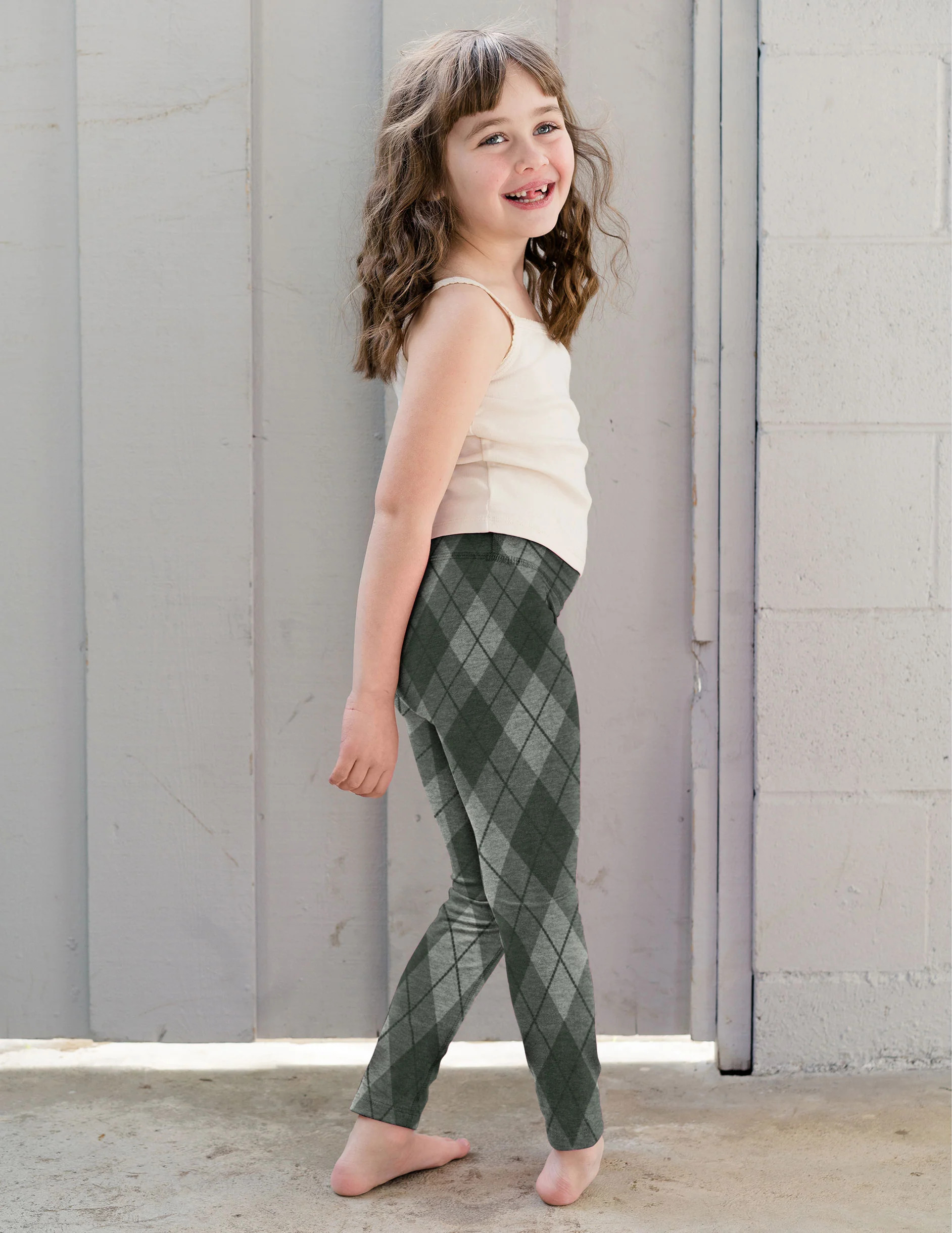 Gray Beyond Argyle SoftMark Toddler Legging | Beyond Yoga | Beyond Yoga