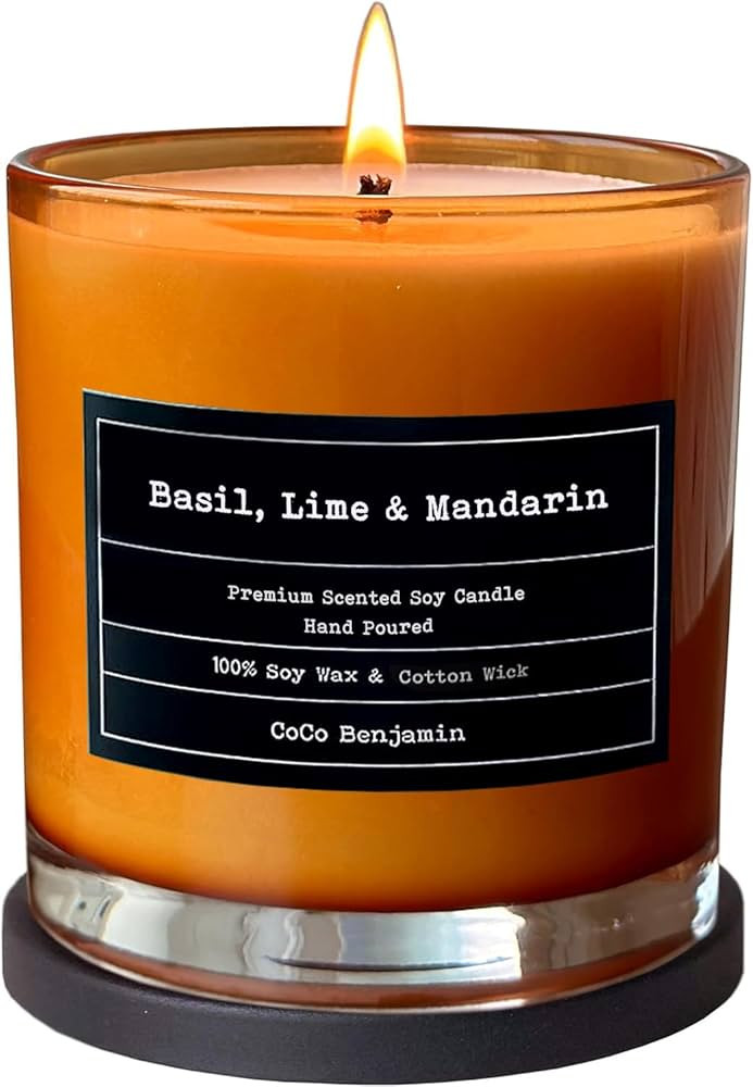 (Basil, Lime & Mandarin) 100% Soy, Highly Scented, Hand Poured Soy Candle | Amazon (US)