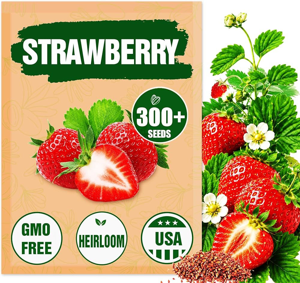 Rare Strawberry Seeds for Planting \u2013 300 Non-GMO Heirloom Seeds - Extra Big, Juicy, Sweet St... | Amazon (US)