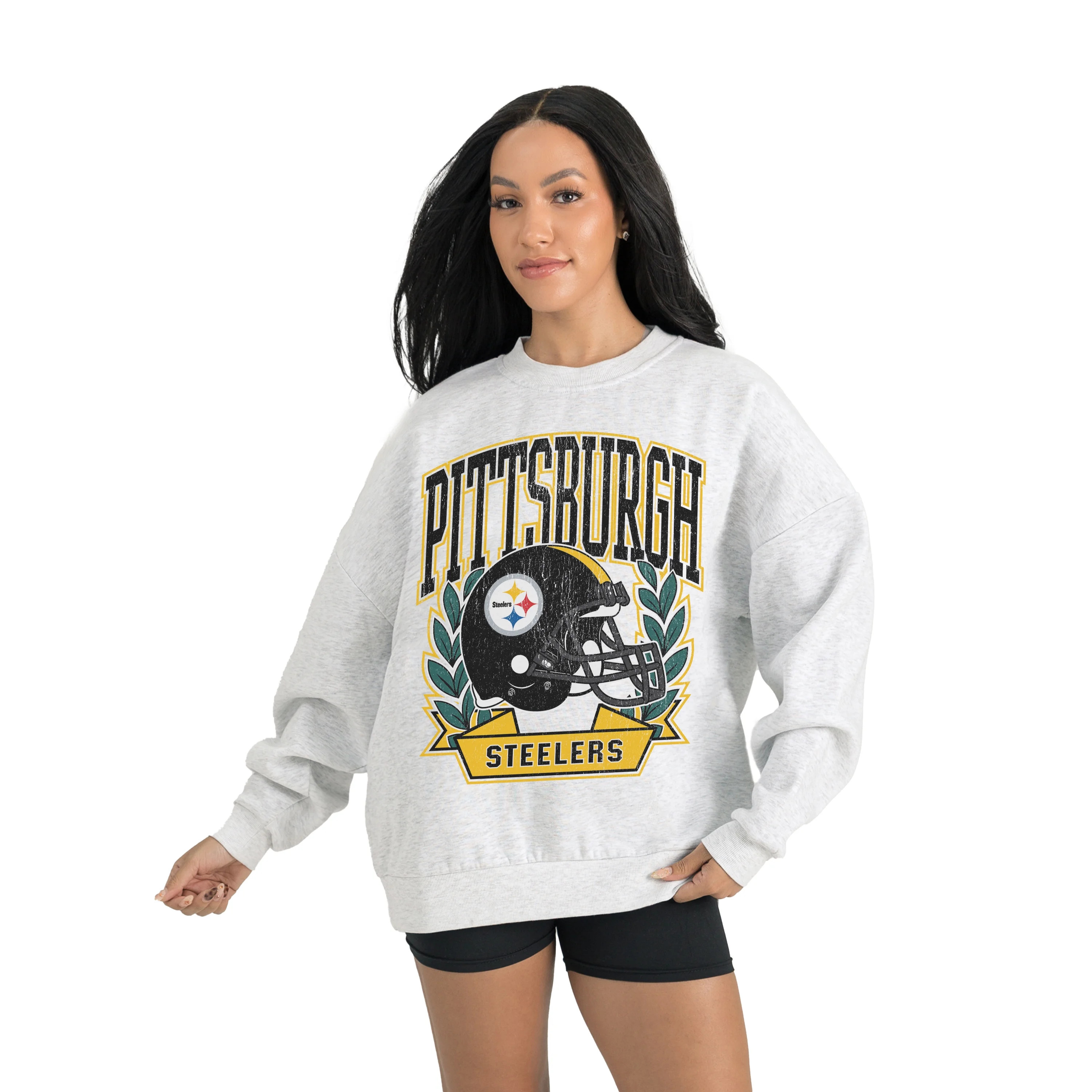 Women's Gameday Couture Gray Pittsburgh Steelers Heritage Premium Fleece Pullover Sweatshirt | Walmart (US)