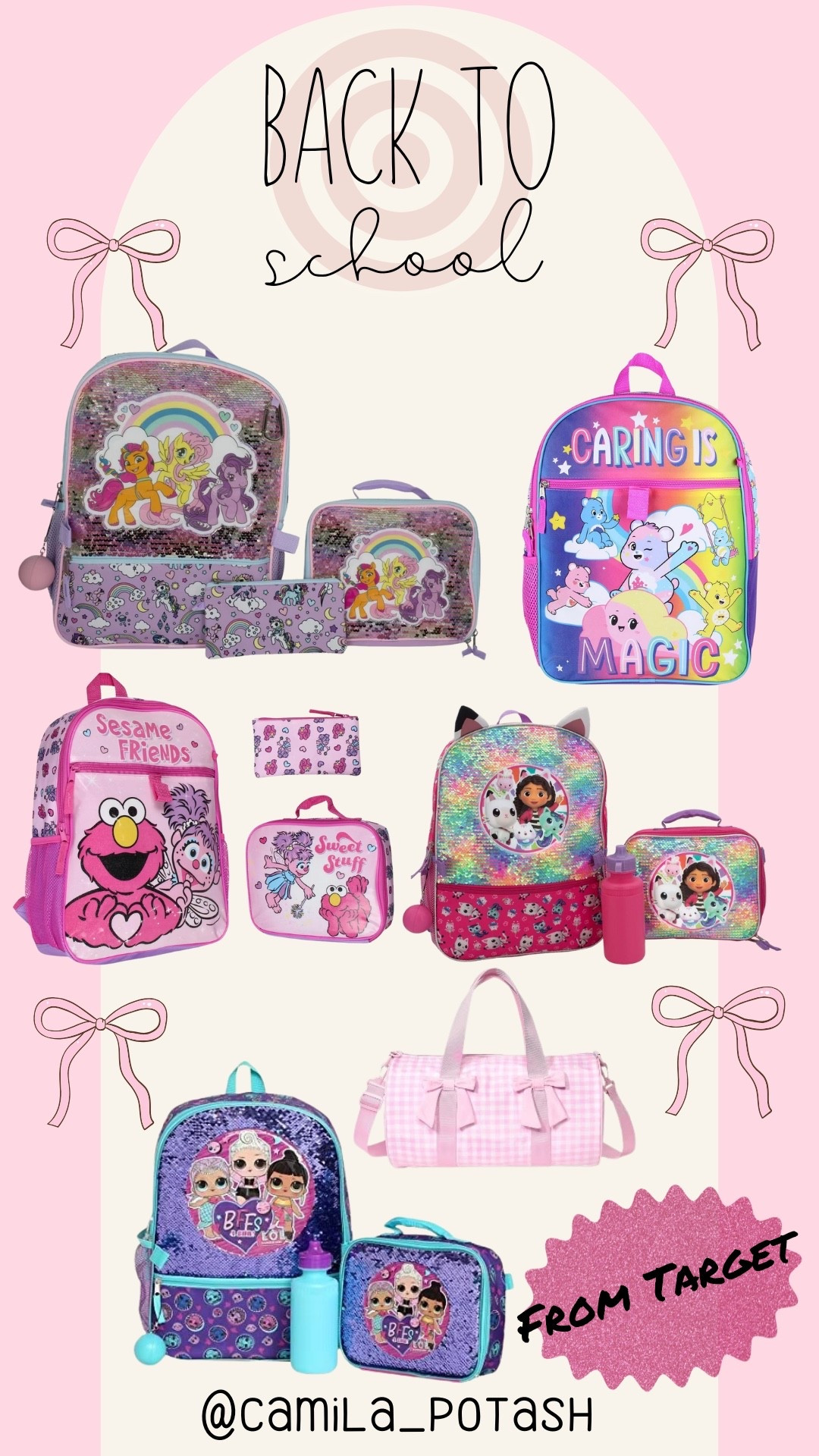 ✨Calling all moms of little dreamers! The cutest character-themed backpack sets are here just in time for back to school season 🎒

💫 Whether your little one loves My Little Pony, Care Bears, Sesame Street, LOL Surprise, or Doc McStuffins, I’ve rounded up the most magical picks to start the school year off with joy and color 💖🌈

Each set includes matching lunch boxes, water bottles, pencil pouches, and even duffel bags—perfect for school, daycare, or weekend adventures! These are Amazon and Target finds, so you can shop them quickly and affordably.

🎀 Adorable characters
🎀 Bright glitter details
🎀 Functional & stylish
🎀 Preschool + Kindergarten approved

Your little one will be OBSESSED. Tap to shop your favorite set now and get it before it sells out! 💕✨

#BackToSchoolShopping #AmazonBackpacks #TargetBackpacks #GirlsBackpacks #CharacterBackpacks #CareBearsBackpack #MyLittlePonyBackpack #SesameStreetBackpack #LOLBackpack #DocMcStuffinsStyle #MatchingLunchbox #LTKKids #PreschoolBackpack #KindergartenGear #AmazonSchoolFinds #ShopLTK #LTKBackToSchool #KawaiiSchoolSupplies #CuteBackpacksForGirls

	•	My Little Pony backpack set
	•	LOL Surprise backpack with lunchbox
	•	Care Bears back to school set
	•	Preschool backpack and lunchbox
	•	Doc McStuffins backpack for girls
	•	Sesame Street school backpack
	•	Pink character backpacks for girls
	•	Amazon school gear for kids
	•	Back to school supplies for toddlers
	•	Girls backpack lunchbox combo
	•	Glitter sequin backpack
	•	Back to school finds 2025

#LTKKids #LTKItBag #LTKSeasonal