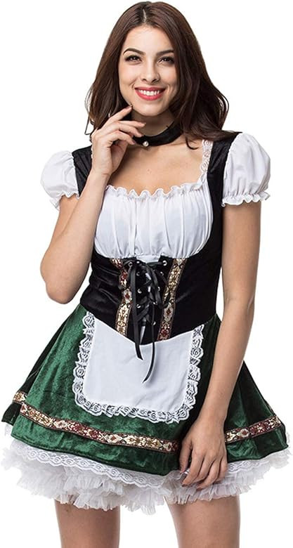 GRACIN Womens Oktoberfest Costume, Halloween Beer Maid Costumes Velvet Lace-up Dress | Amazon (US)