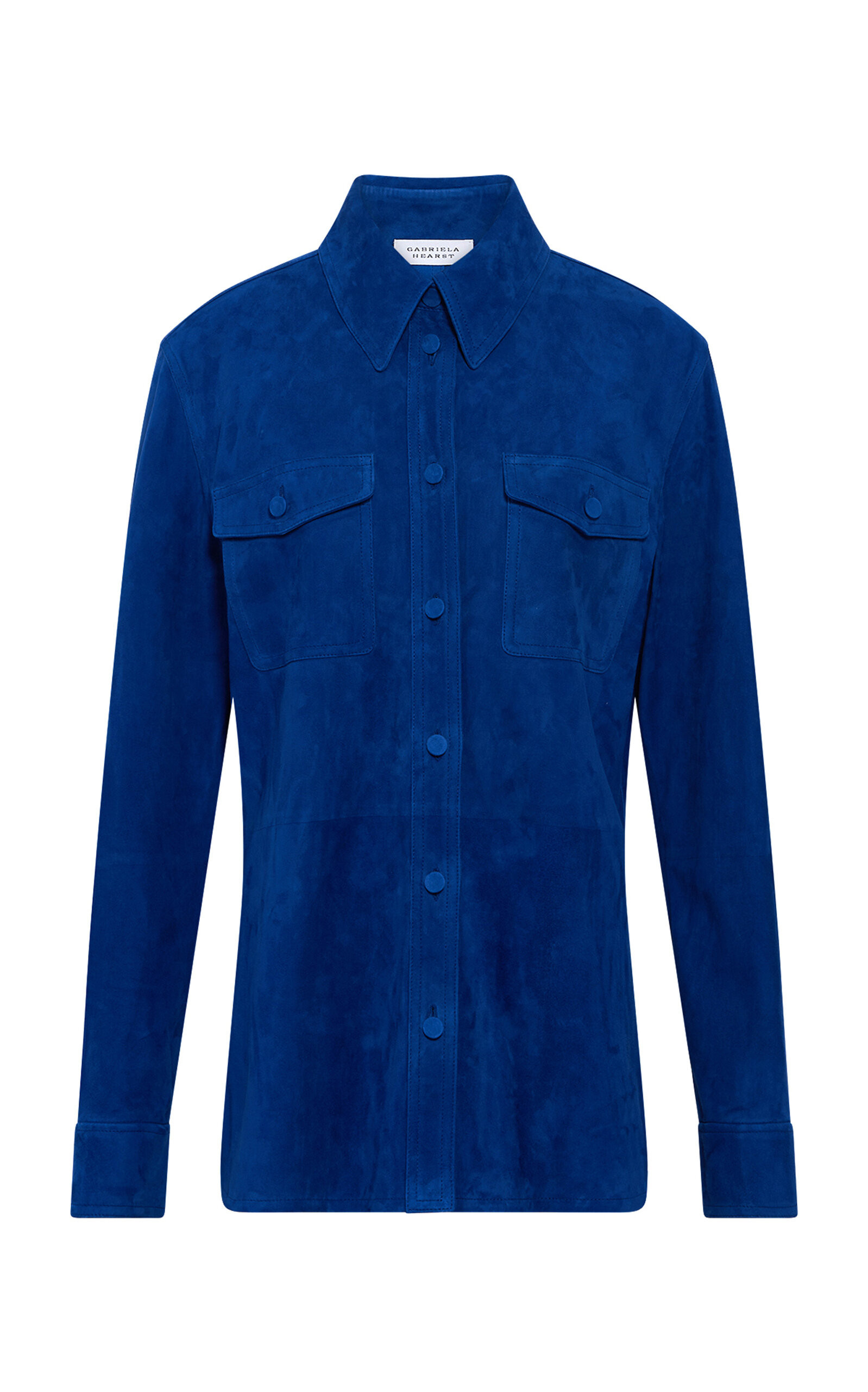 Gabriela Hearst - John Austin Patch-Pocket Suede Shirt - Blue - XS - Moda Operandi | Moda Operandi (Global)
