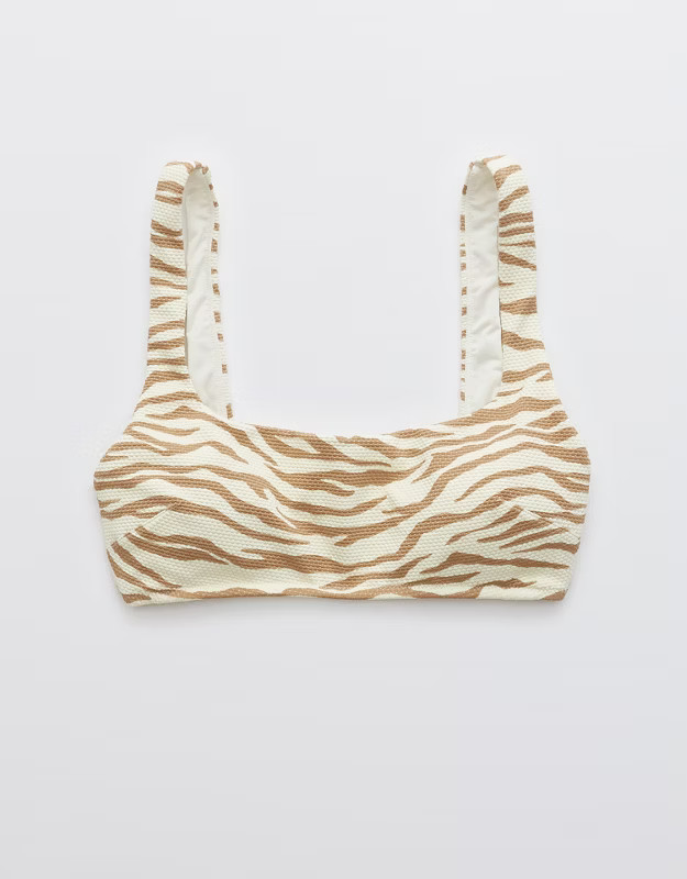 Aerie Pique Animal Print Wide Strap Scoop Bikini Top | American Eagle Outfitters (US & CA)