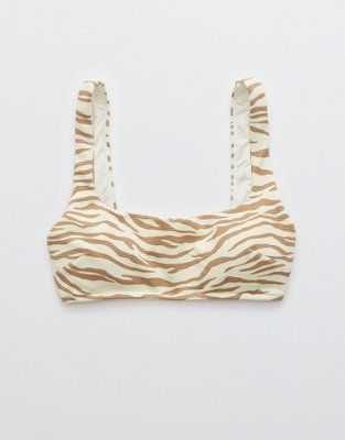 Aerie Pique Animal Print Wide Strap Scoop Bikini Top | American Eagle Outfitters (US & CA)