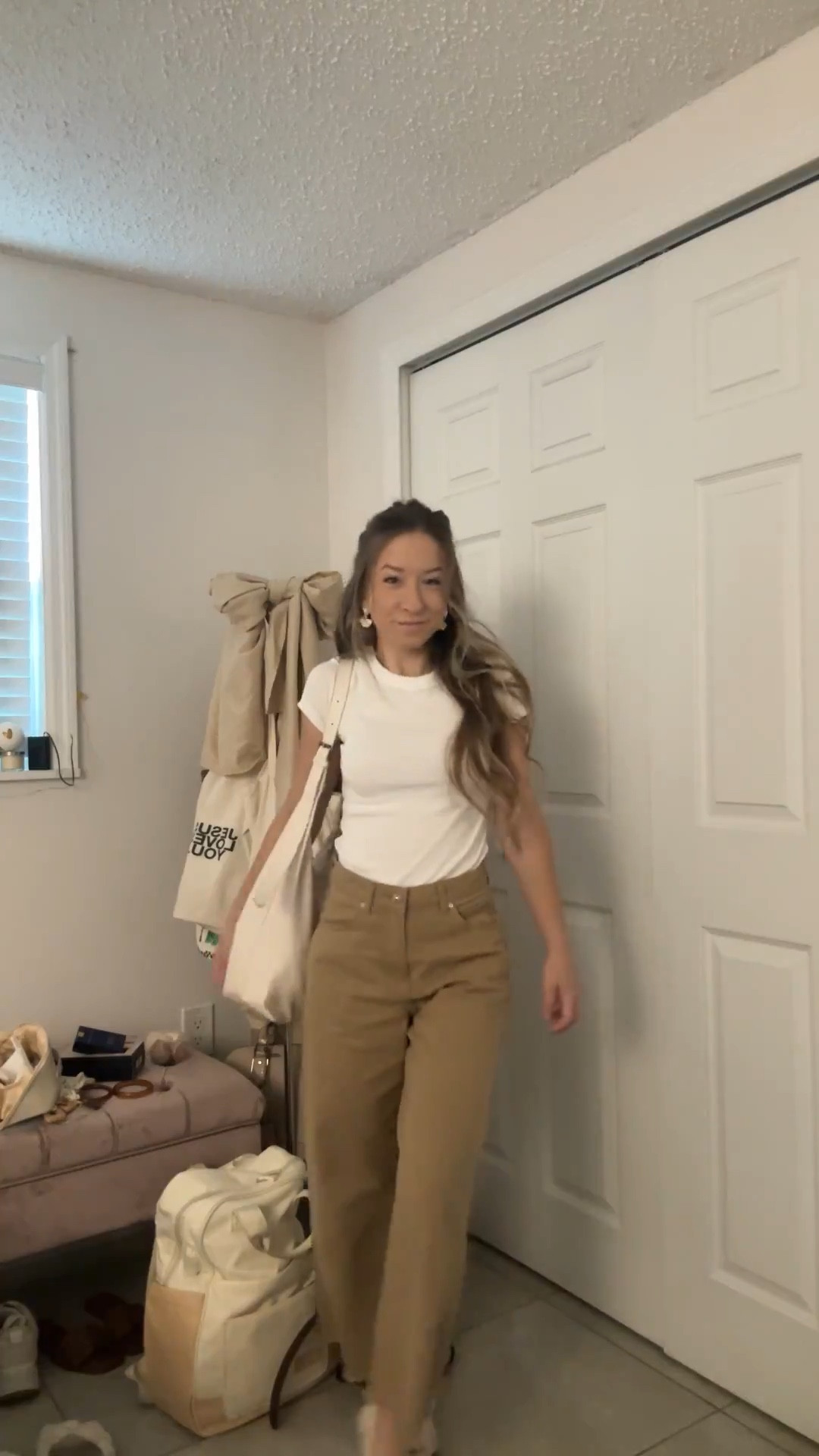 Casual khaki jeans and tee outfit for summer🤍 tshirt is true to size - wearing size xs! 

#LTKootd #LTKSeasonal