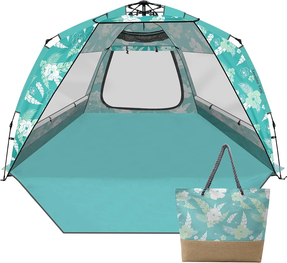 Beach Tent Sun Shelter for 4-6 Person - Pop Up Beach Tent UPF 50＋ UV Protection, Lightweight an... | Amazon (US)