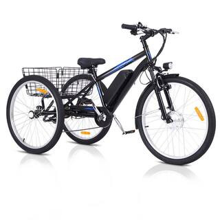 24 in. Adult Electric Tricycle, 350W 3-Wheel Fat Tire Mountain Electric Bike with Removable Battery | The Home Depot