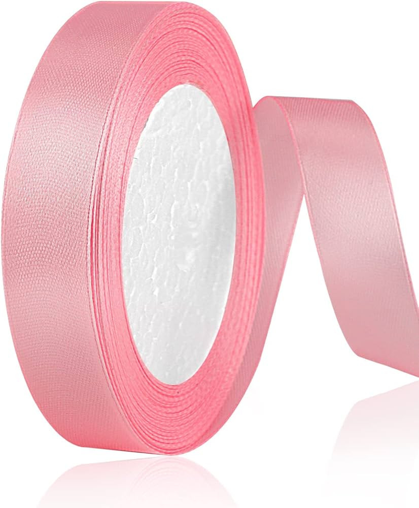 OWill Blush Pink Satin Ribbon, Double Sided Polyester 20mm X 22m(24 Yards) Gift Wrapping Ribbon f... | Amazon (UK)