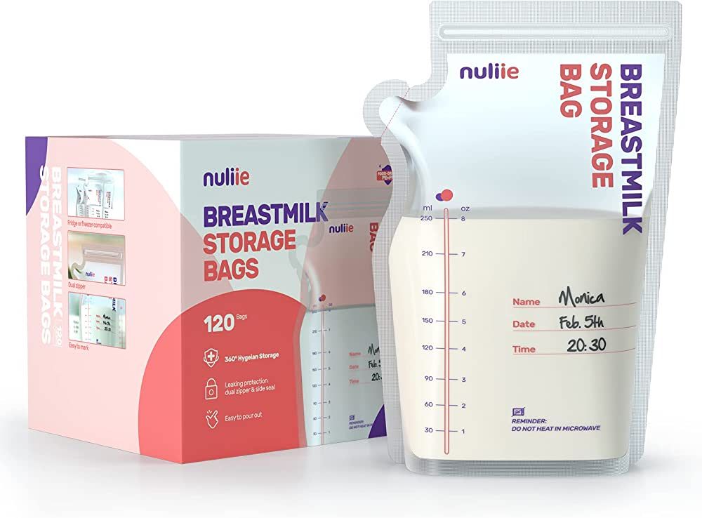 Nuliie 120 Pcs Breastmilk Storage Bags, 8 OZ Breast Milk Storing Bags, BPA Free, Milk Storage Bag... | Amazon (US)