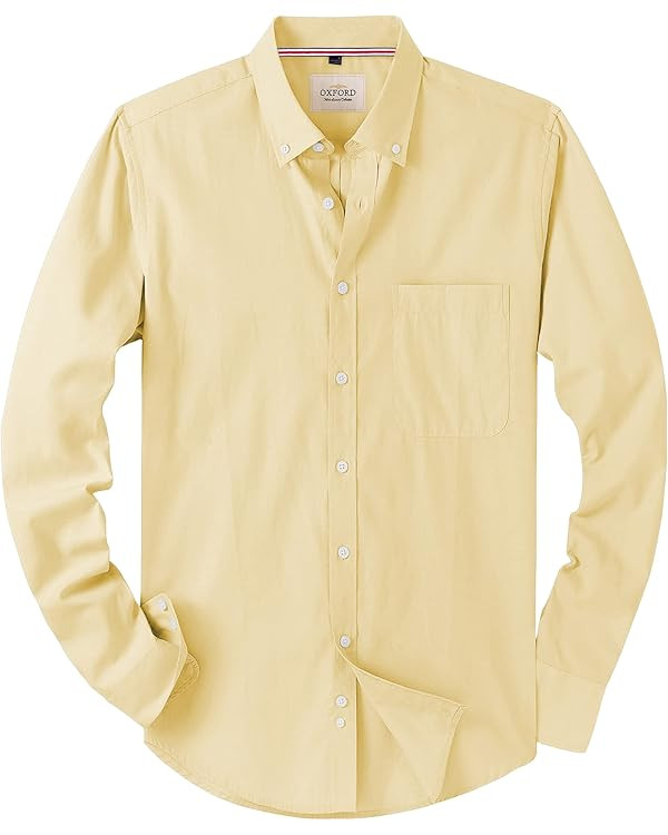 Alimens & Gentle Mens Solid Oxford Shirt Long Sleeve Dress Shirt Work Casual Button Down Shirts w... | Amazon (US)