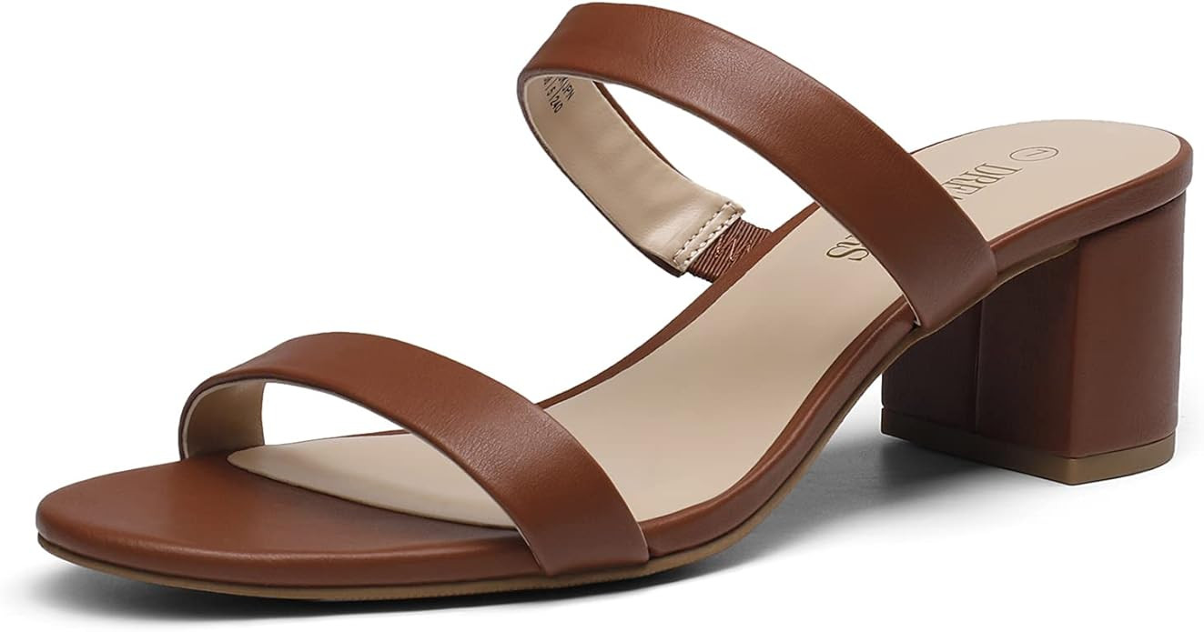 DREAM PAIRS Women's Two Strap Open Toe Low Block Chunky Heels Sandals Dress Pumps Casual Summer M... | Amazon (US)