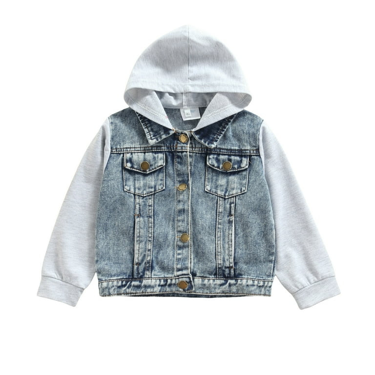 Toddler Baby Boys Girls Clothes Hoodie Jean Jacket Long Sleeve Denim Jacket Casual Tops | Walmart (US)