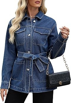 Skirt BL Jean Jacket Women With Belt Mid Long Oversized Denim Jacket for Women With Pocket Long S... | Amazon (US)