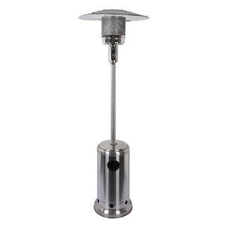 89 in. Outdoor Freestanding 47,000 BTU Floor Standing Patio Heater with Wheels, Silver Stainless Steel | The Home Depot
