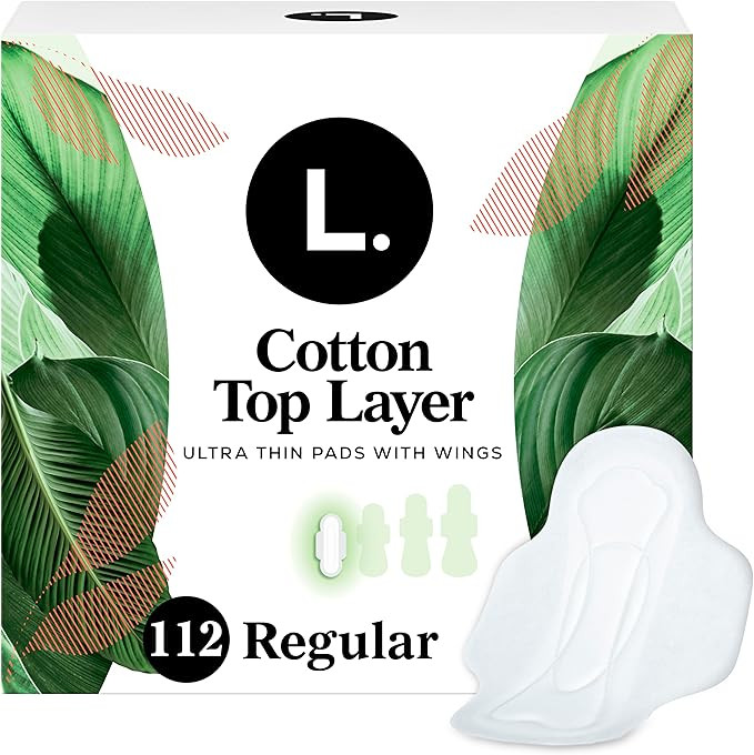 L. Ultra Thin Pads for Women, Regular Absorbency, Organic Cotton Top Layer, Unscented Pads with W... | Amazon (US)
