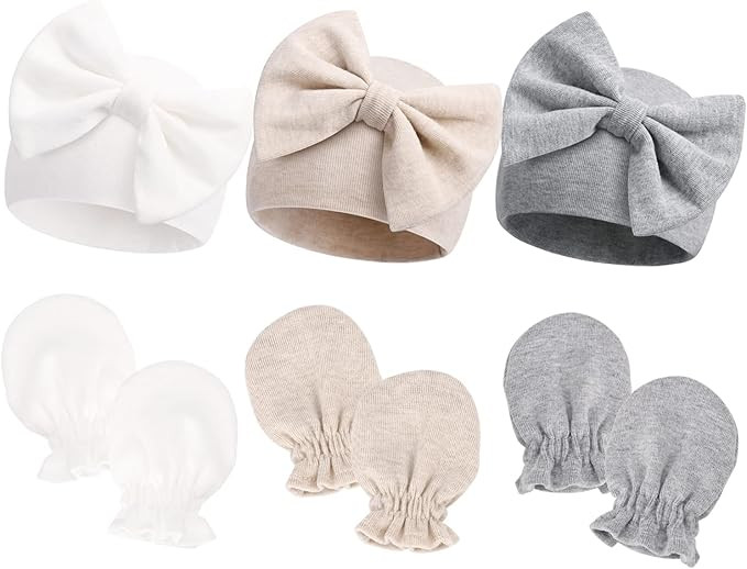 Newborn Beanie Hat Gloves Set, Baby Girl Beanie Spring Summer Autumn Winter Hats for Newborn Infa... | Amazon (US)