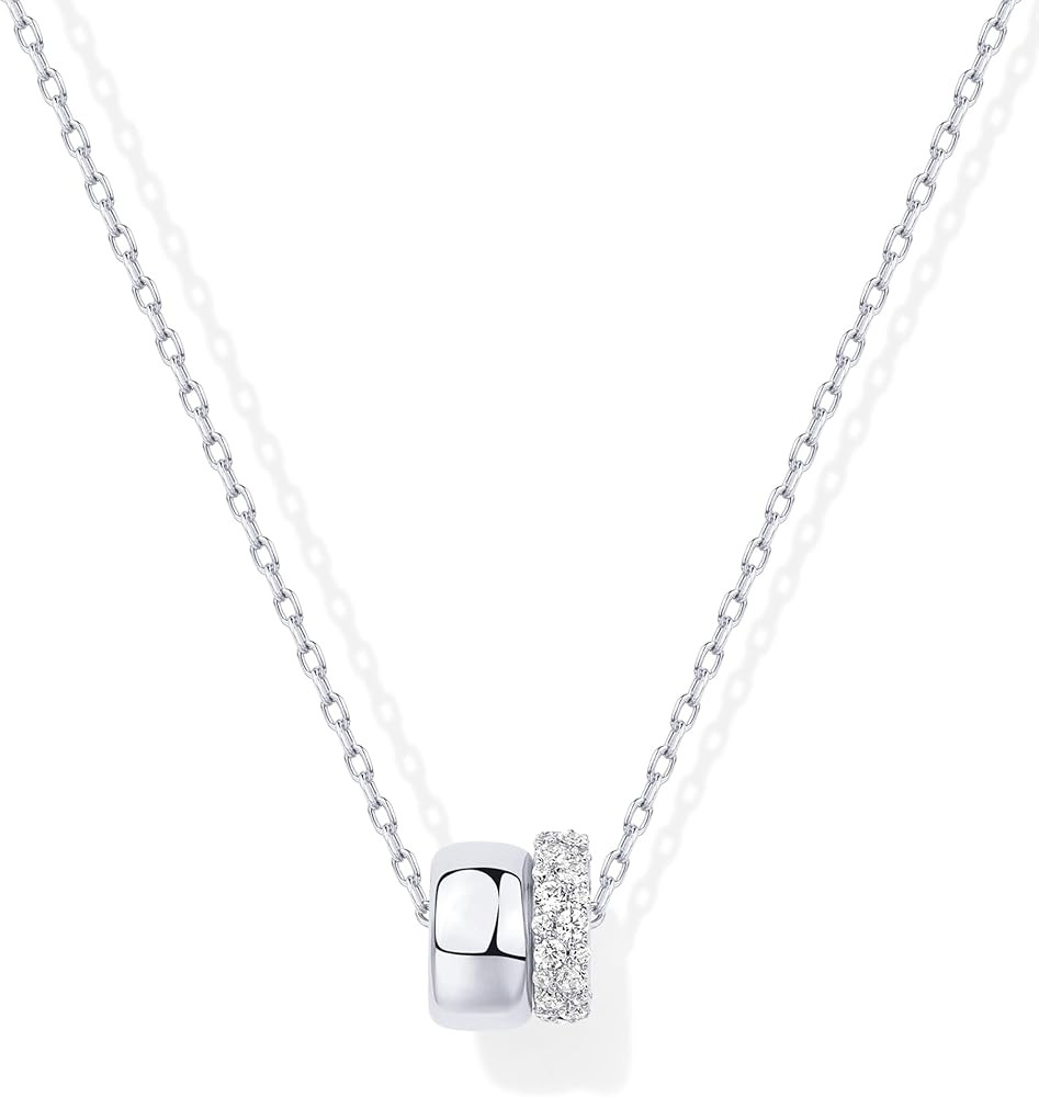 PAVOI 14K Gold Plated Cubic Zirconia Rondelle Pendant Necklace for Women | Two-Toned Dainty CZ Ne... | Amazon (US)