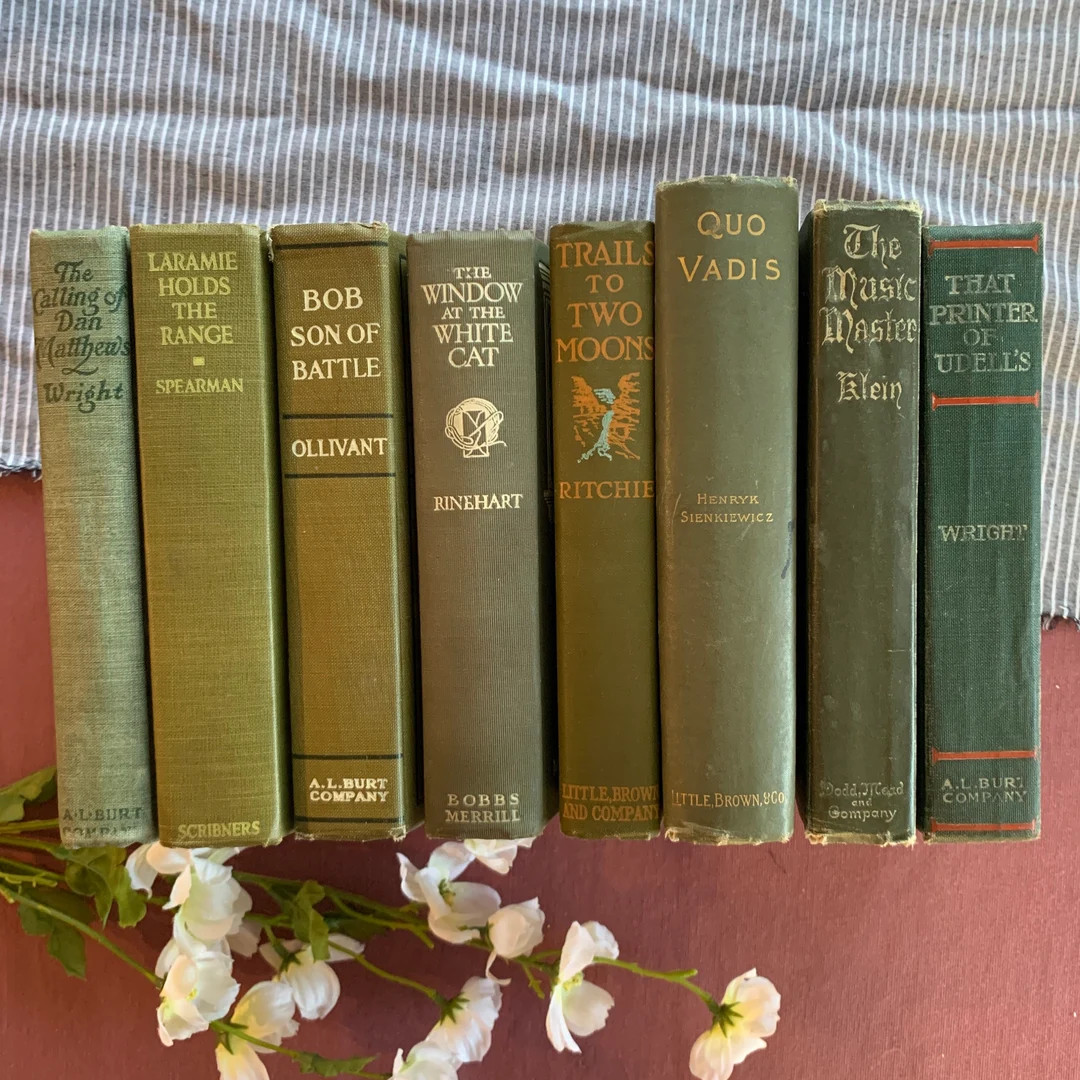 Shades of Olive Green | Books by Color | Vintage Decor Books | Etsy (US)