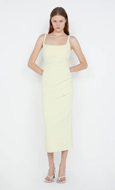 KARINA TUCK MIDI DRESS - LEMON | Bec & Bridge (Global)