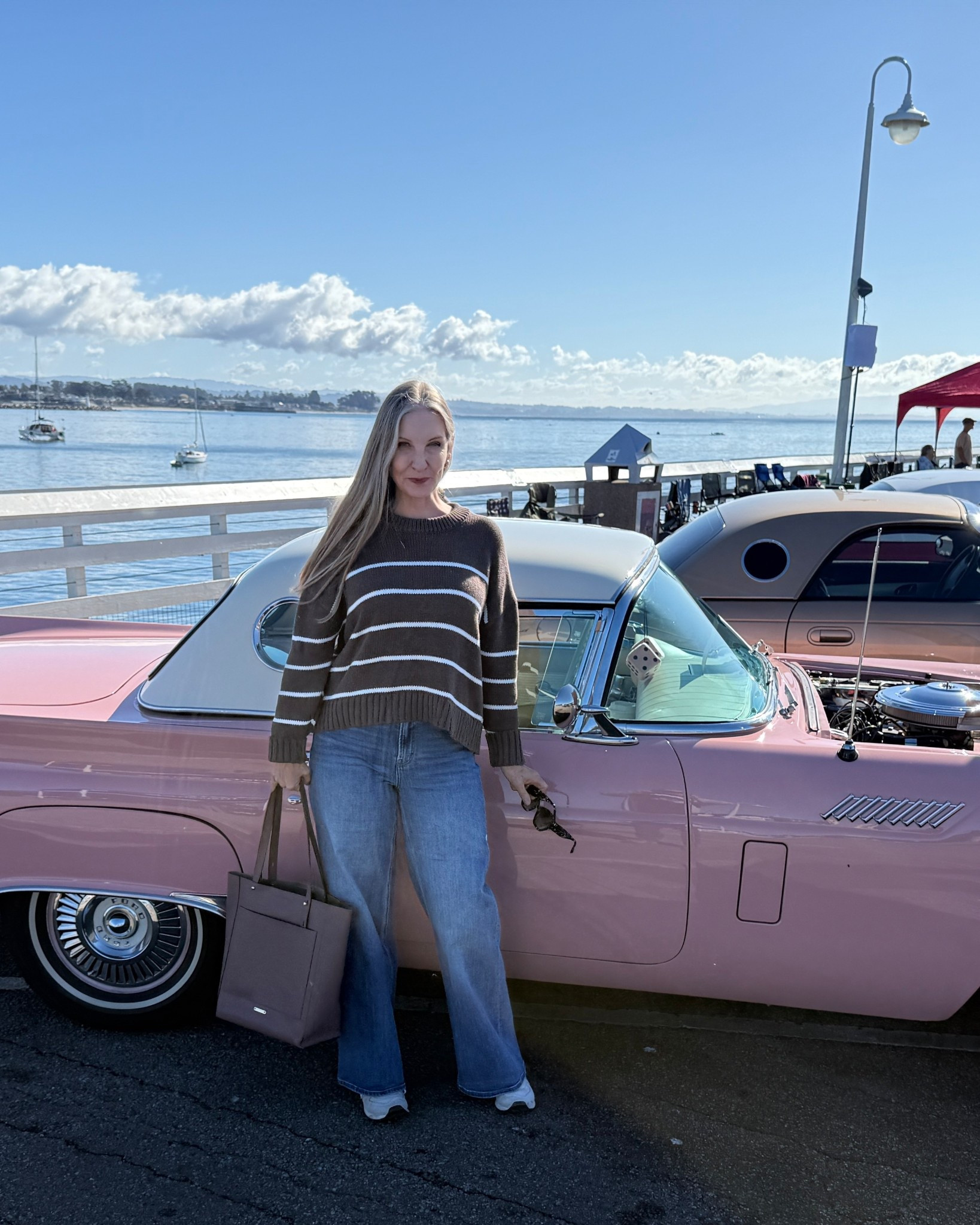 Easy casual outfit for a day at a seaside car show. #cottonsweater #widelegjeans #casualootd #californiacadual

#LTKOver40 #LTKSeasonal #LTKMidsize