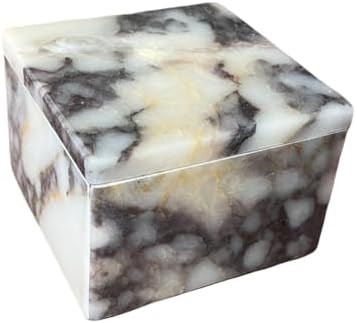 Natural Marble Ring Jewelry Box Cotton Swab Storage Box with Lid Storage Box (Calacatta Violet) | Amazon (US)