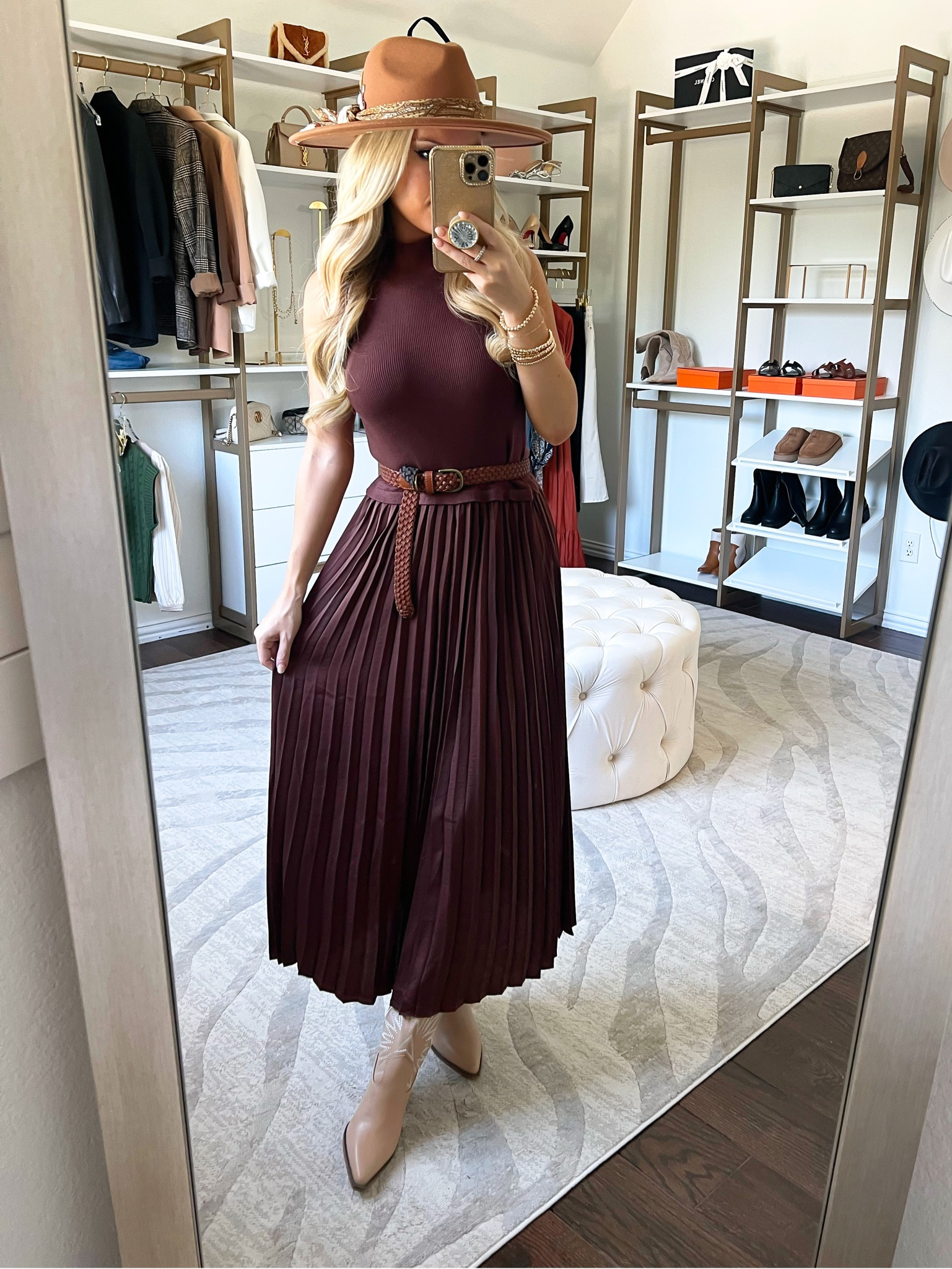 Brown dress. Fall transition. Brown midi dress. Fall dress. Western boots 

#LTKshoecrush #LTKstyletip #LTKSeasonal