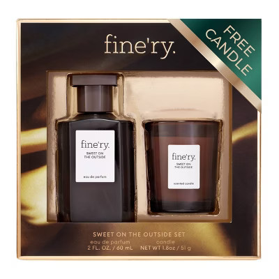 fine'ry. Full Size EDP + Mini Candle Gift Set - Sweet on the Outside - 2pc | Target