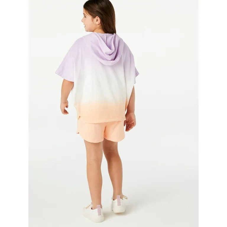 Free Assembly Girls Short Sleeve Fleece Poncho & Shorts, 2-Piece Outfit Set, Sizes 4-18 | Walmart (US)