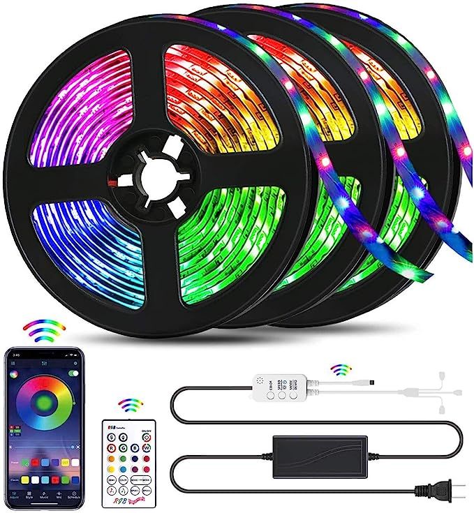 QZYL Led Lights for Bedroom,49.2 Feet Led Strip Lights,Music Sync Color Changing Flexible Rope Li... | Amazon (US)