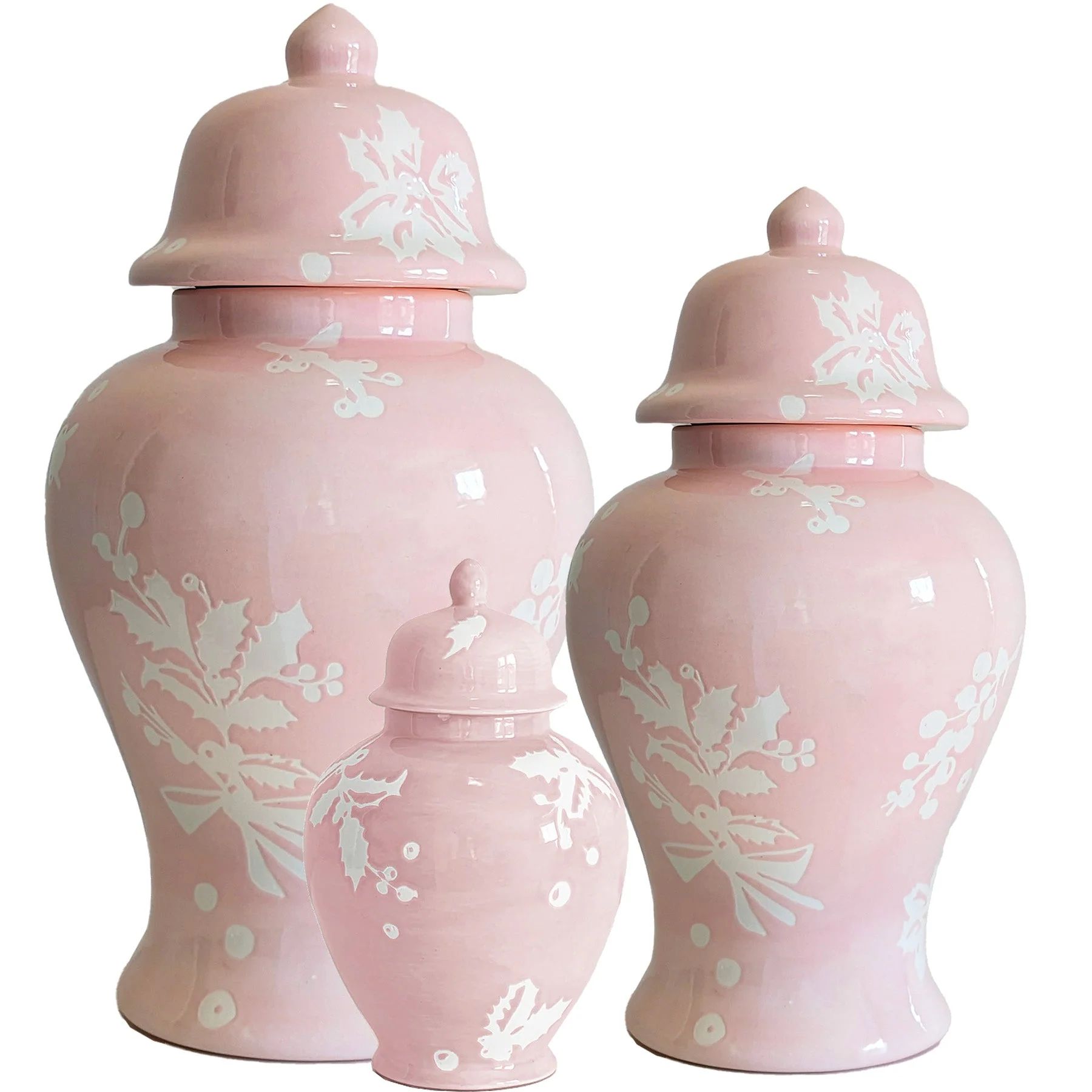 Deck the Halls Ginger Jars in Cherry Blossom Pink | Ruby Clay Company