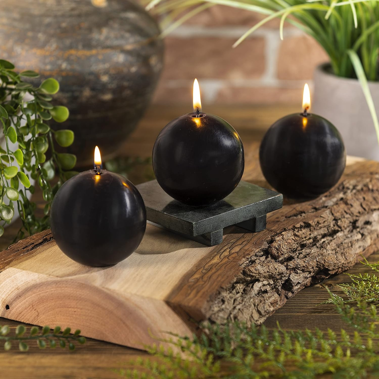 Unscented Round Candles Set of 3 | Long Lasting 3 Inch Ball Candles with Clean Burning Cotton Wic... | Amazon (US)