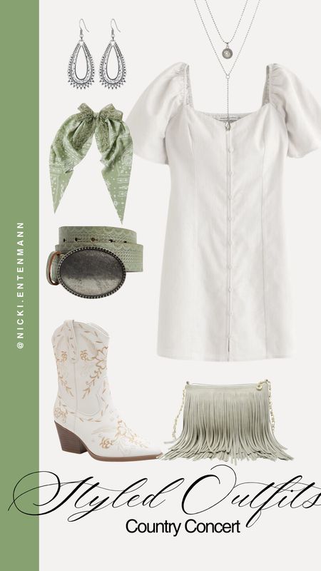 Styled up an outfit for a country concert! Love a sage green theme, especially with Western style! 

Western style, country concert, sage green accessories, free people, cowboy boots, fringe bag, styled outfit, spring style

#LTKSeasonal #LTKstyletip