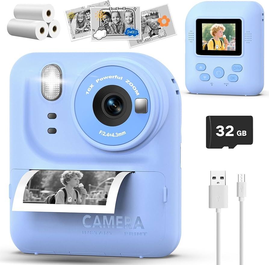 Kids Camera Instant Print Photo, Portable Thermal Printing Camera Toy with HD Digital Video, for ... | Amazon (US)