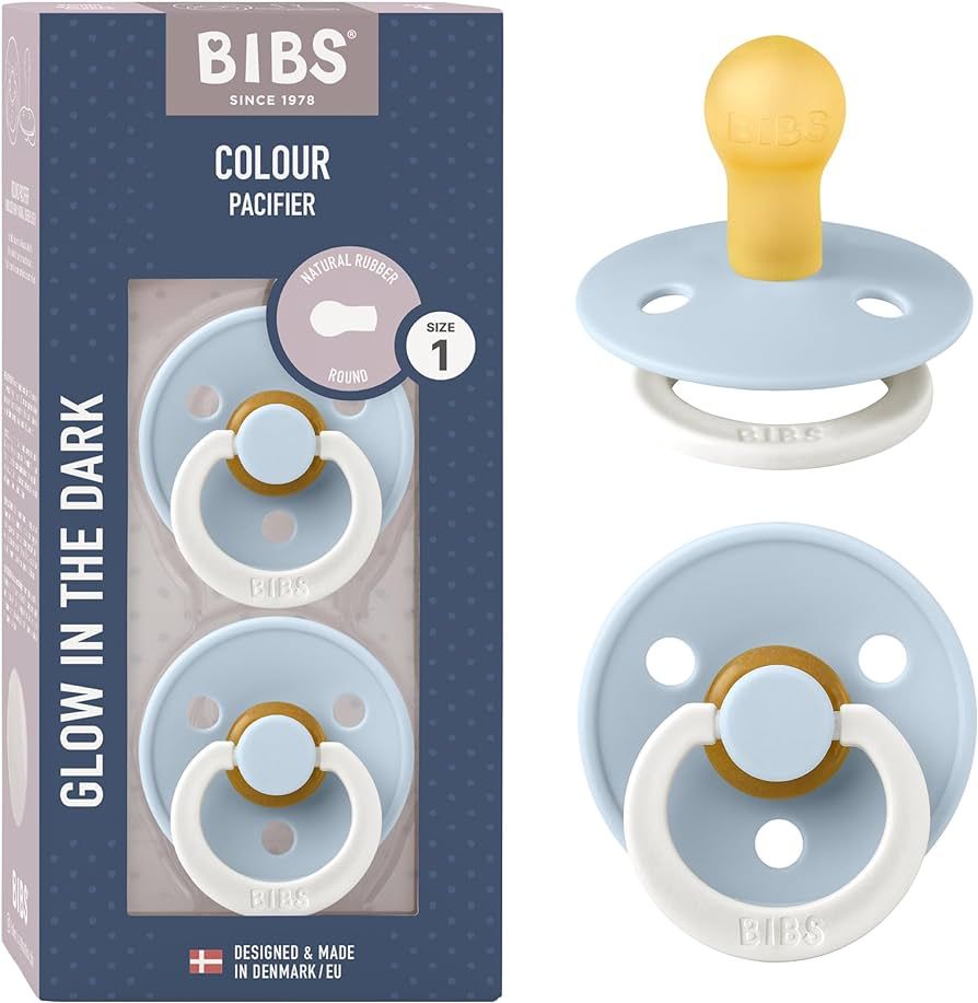 BIBS Pacifiers | Natural Rubber Baby Pacifier | Set of 2 BPA-Free Soothers | Made in Denmark | Ba... | Amazon (US)