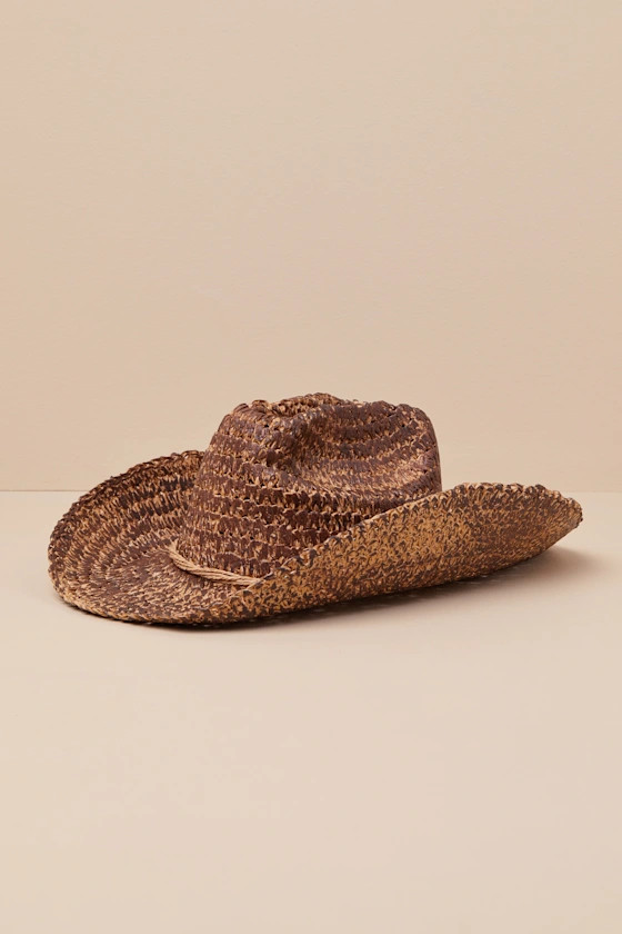 Daxon Dark Brown Shaded Straw Western Hat | Lulus