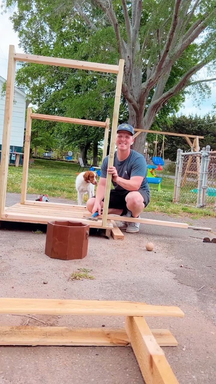 today’s nap time 😴 project 🛠️✨⚒️ - working on building a chicken coop for our “chick chicks” 🐥🥚🐓 