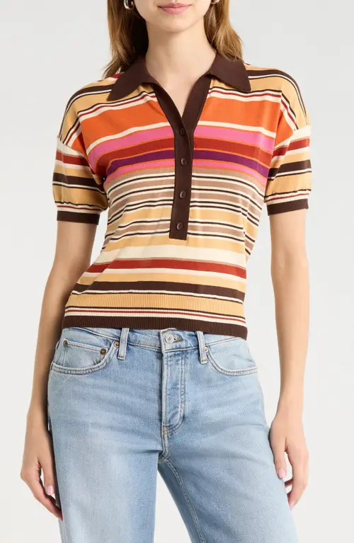 Faithfull the Brand Sable Stripe Knit Polo in Murano Stripe at Nordstrom, Size Large | Nordstrom