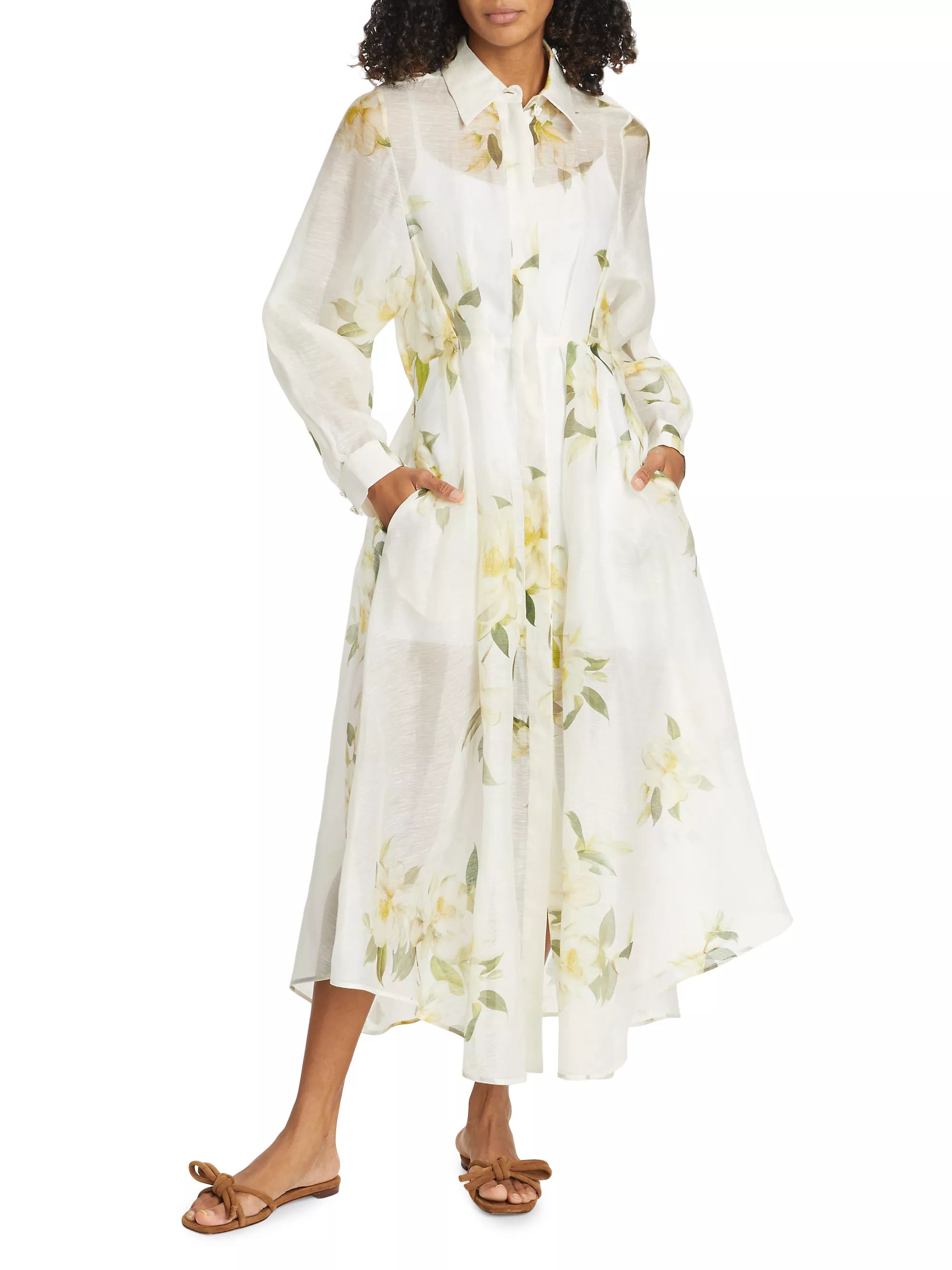 Harmony Linen-Silk Floral Shirtdress | Saks Fifth Avenue