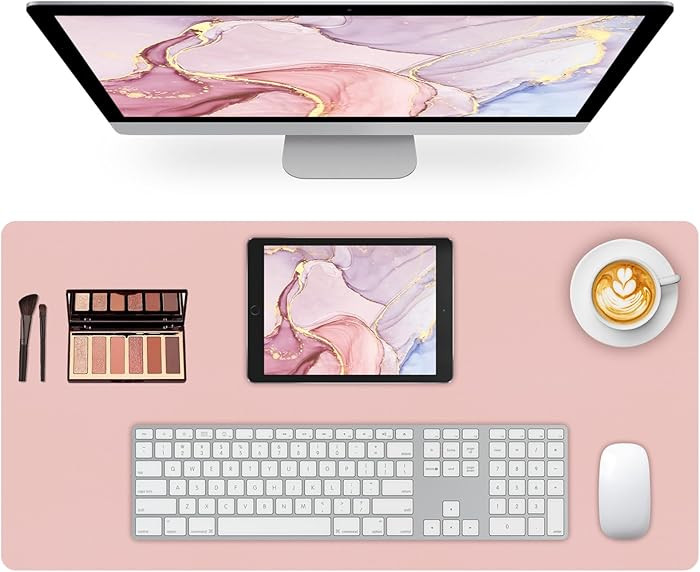 Leather Desk Pad Mat, Computer Desk Mat Non-Slip, PU Large Mouse Pad for Desk, Pink Mouse Pad, Wa... | Amazon (US)