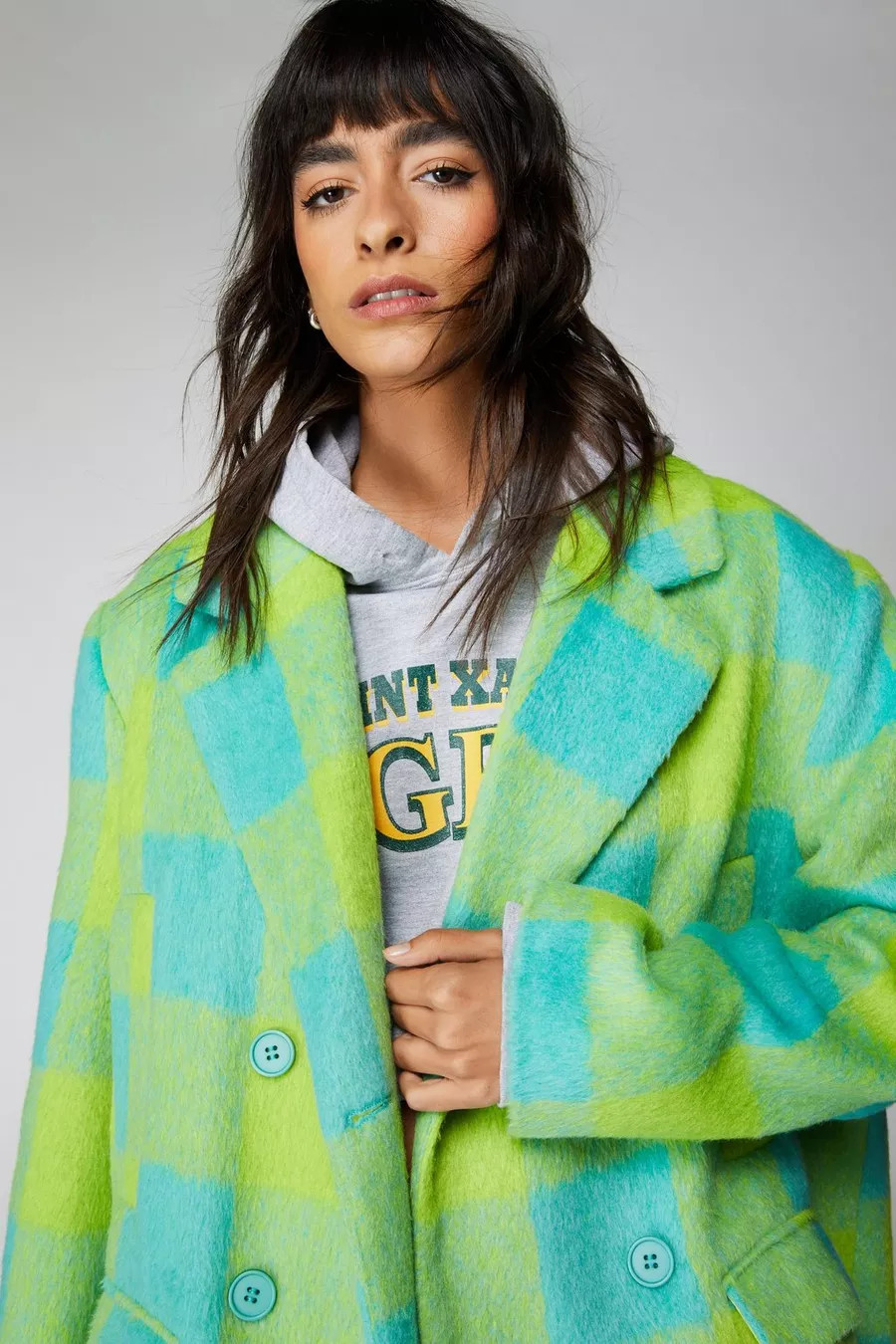 Premium Longline Green Plaid Coat | Nasty Gal US