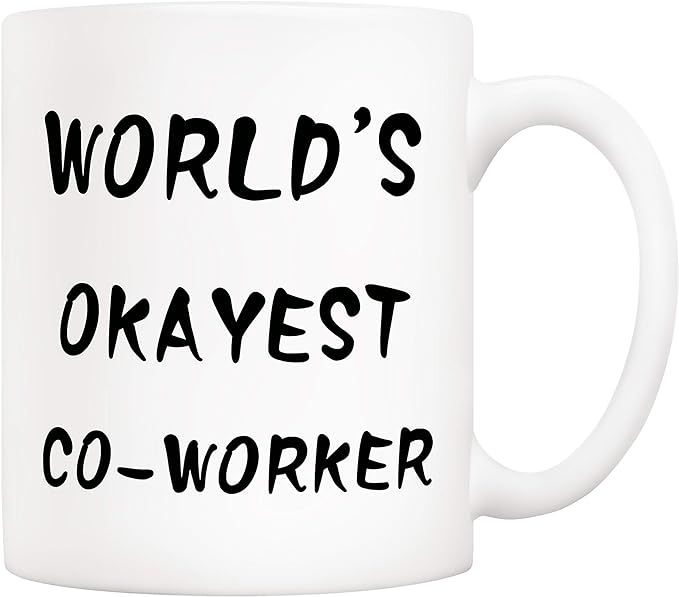 5Aup Christmas Gifts Funny Coworker Coffee Mug, World's Okayest Co-worker Novelty Ceramic Cups 11... | Amazon (US)