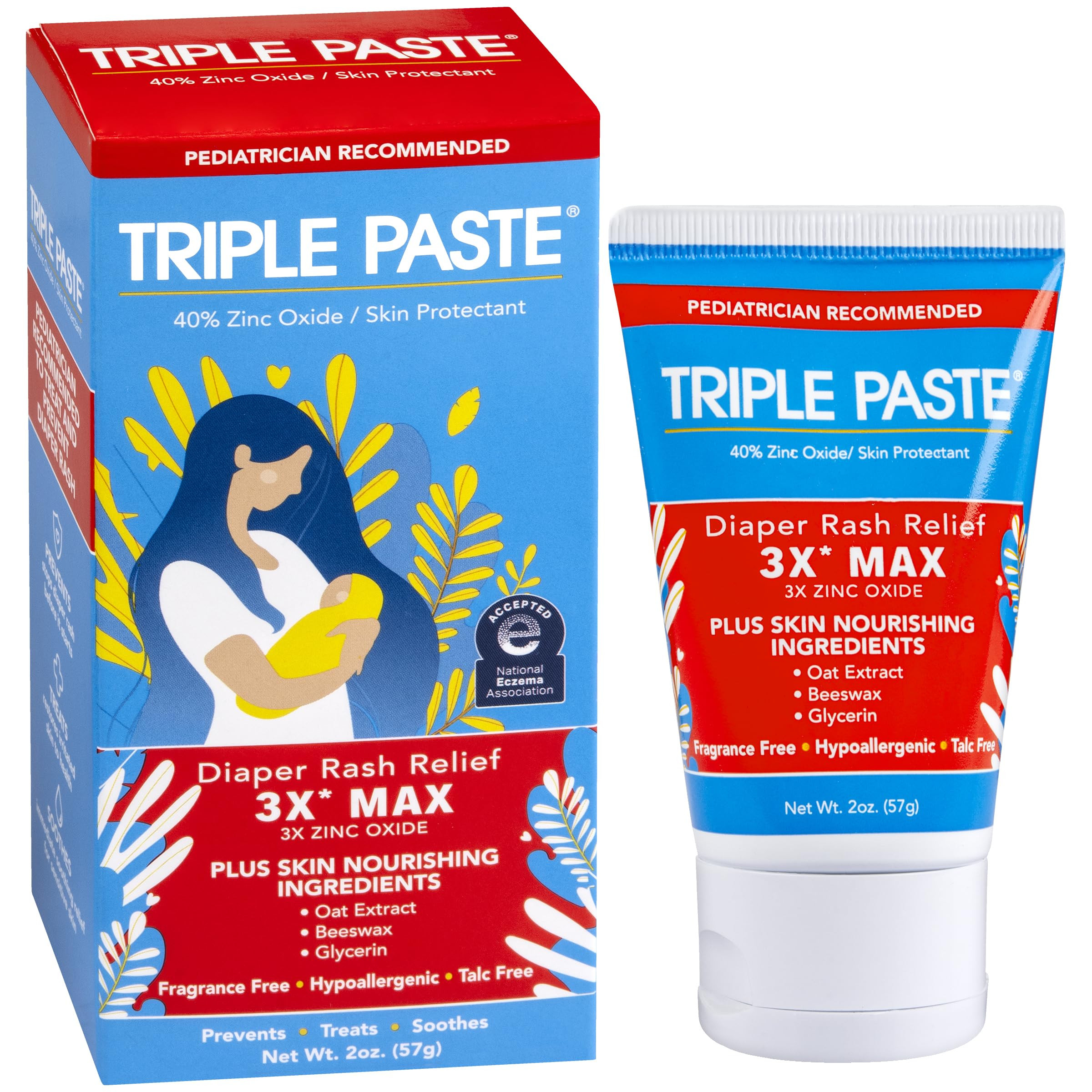 Triple Paste 3X Max Diaper Rash Ointment for Baby, Maximum Strength with 40% Zinc Oxide Ointment ... | Amazon (US)
