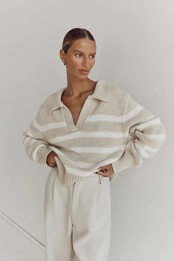 COLBIE CREAM STRIPE KNIT JUMPER | DISSH