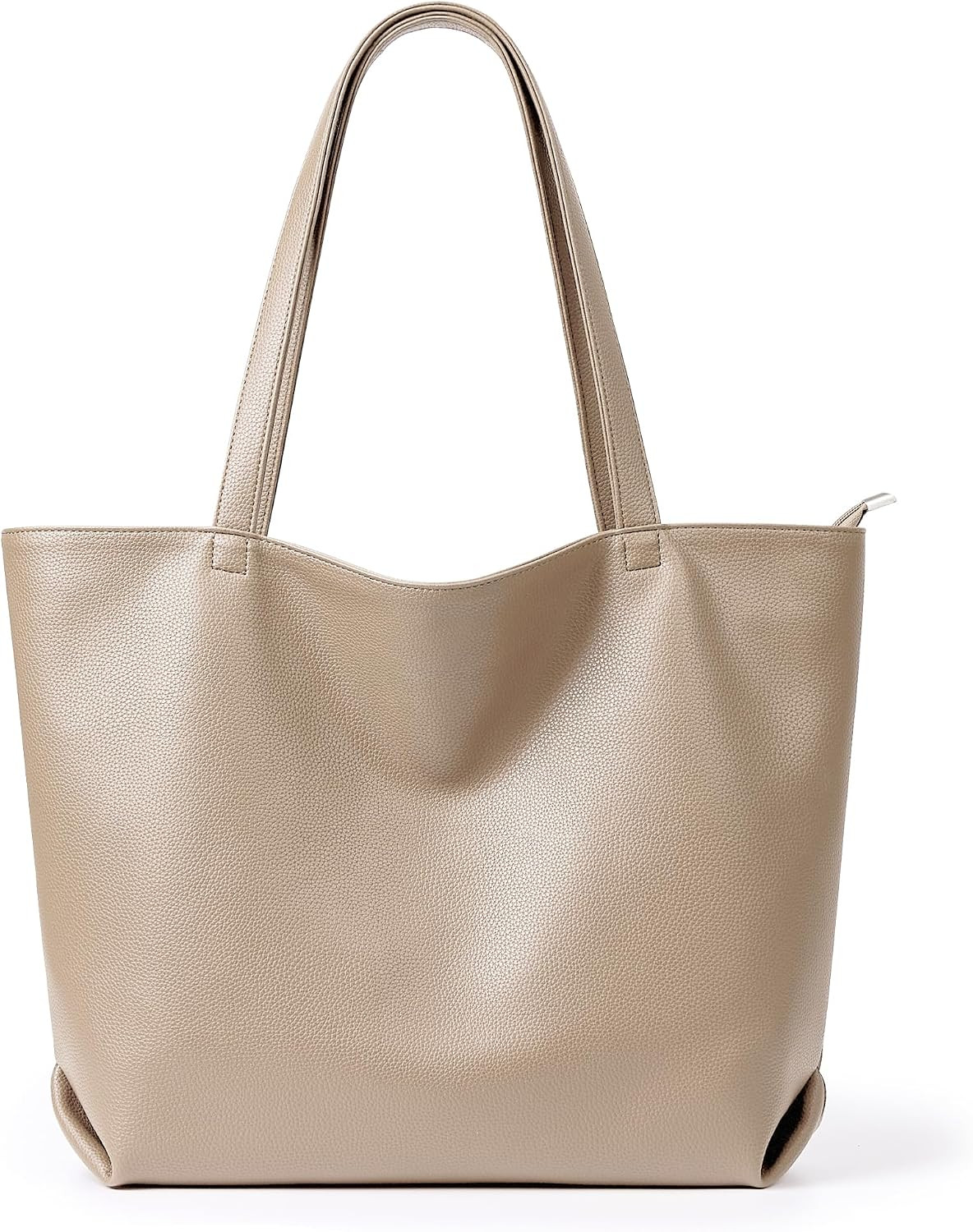 WLLWOO Soft Vegan Leather Tote Bag for Women Large Hobo Zipper Purse | Amazon (US)