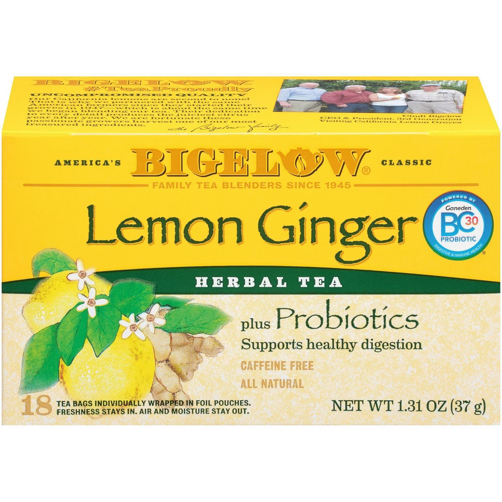 Bigelow Lemon Ginger Plus Probiotics Herbal Tea Bags - 18ct | Target