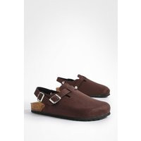 Womens Wide Fit Slingback Clogs - Brown - 6, Brown | Boohoo.com (UK & IE)