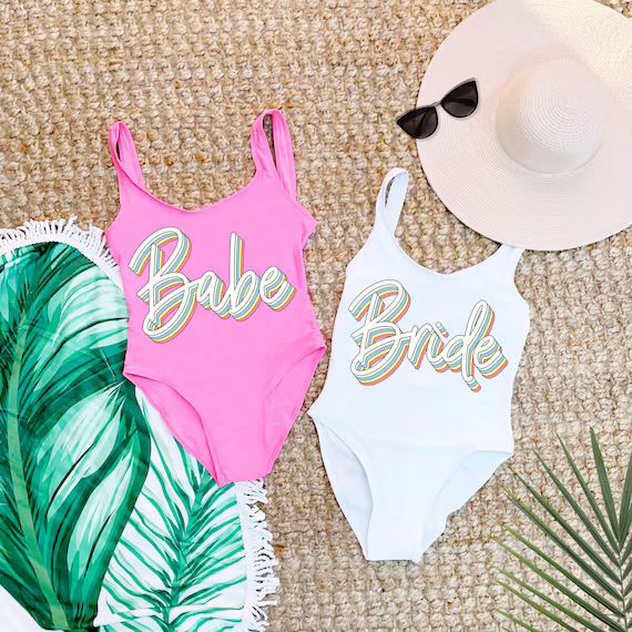 Bride Babes, Swimsuit, Bachelorette Party Swimsuits, Bridal Party Shirts, Bathing Suits, Bride to... | Etsy (US)