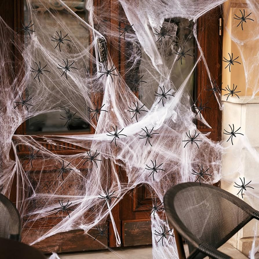 900 sq.ft Halloween Spider Web Decorations with 30 Fake Spiders Super Stretch Cobwebs for Hallowe... | Amazon (US)