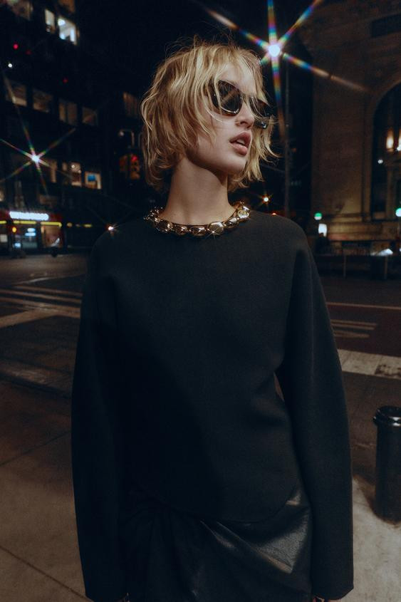 KNIT METALLIC BALL JUMPER | Zara US